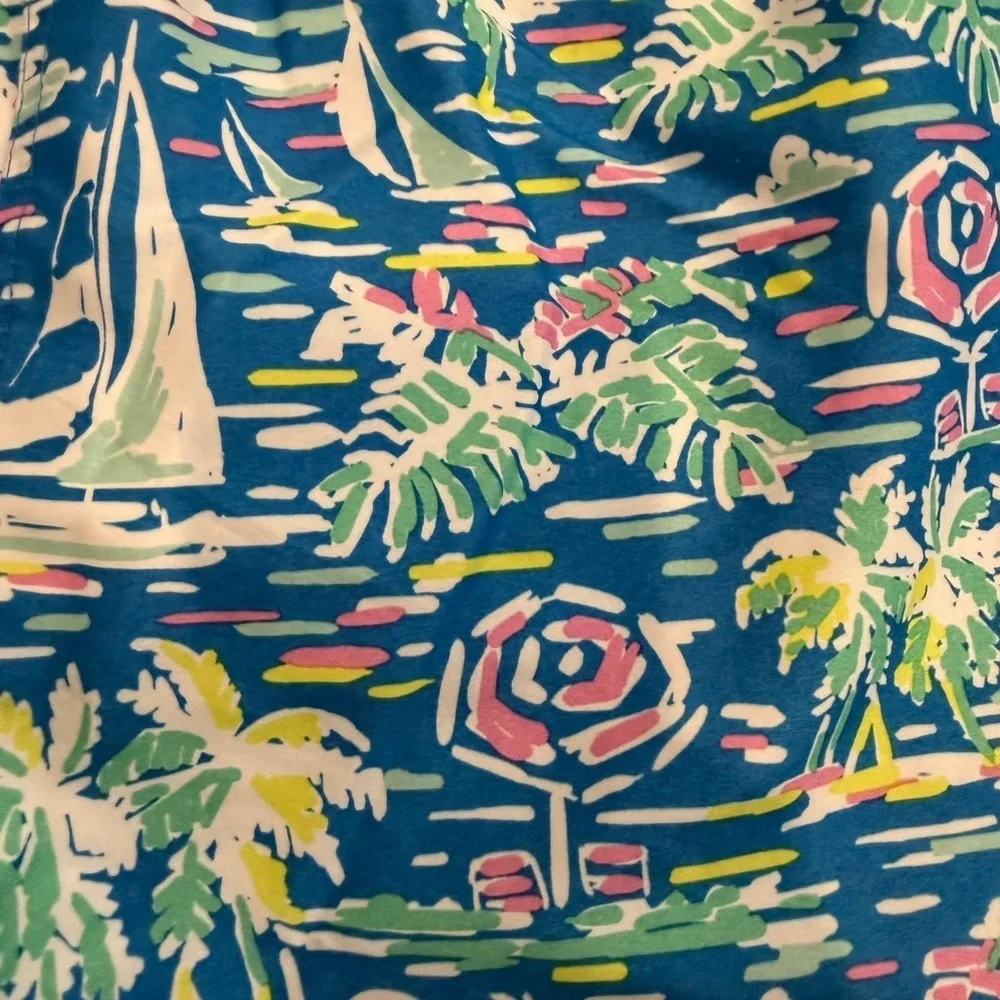 Vineyard Vines Chappy 7” Blue Tropical Sail Lined Swim Trunks Pockets Sz Xl
